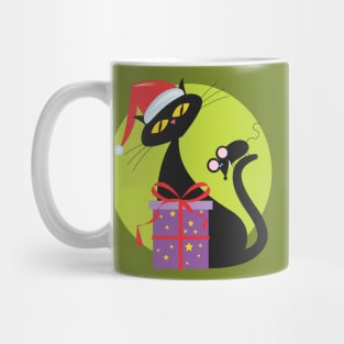 1950s Christmas Cat and Mouse Mug